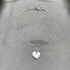 Pulsera Elegante 03.395.0023.07 Plata Rodinada, Diseño de Corazón, Pulido, Tono Plateado (Grosor 03 MM, 7 Pulgadas de Largo)