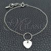 Pulsera Elegante 03.395.0023.07 Plata Rodinada, Diseño de Corazón, Pulido, Tono Plateado (Grosor 03 MM, 7 Pulgadas de Largo)