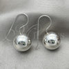 Arete Colgante 02.395.0026 Plata Rodinada, Diseño de Bola, Pulido, Tono Plateado