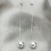 Arete Largo 02.395.0029 Plata Rodinada, Diseño de Bola, Pulido, Tono Plateado