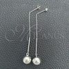 Arete Largo 02.395.0029 Plata Rodinada, Diseño de Bola, Pulido, Tono Plateado
