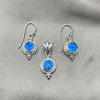 Juego de Arete y Dije de Adulto 10.391.0019 Plata Rodinada, con Opal Bermuda Blue, Pulido, Tono Plateado