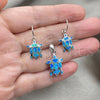Juego de Arete y Dije de Adulto 10.391.0024 Plata Rodinada, Diseño de Tortuga, con Opal Bermuda Blue, Pulido, Tono Plateado