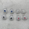 Arete Dormilona 02.398.0003 Plata Rodinada, Diseño de Flor, con Zirconia Cubica Blanca, Pulido, Tono Plateado