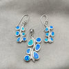 Juego de Arete y Dije de Adulto 10.391.0026 Plata Rodinada, Diseño de Oja, con Opal Bermuda Blue, Pulido, Tono Plateado