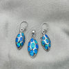 Juego de Arete y Dije de Adulto 10.391.0029 Plata Rodinada, Diseño de Gota, con Opal Bermuda Blue, Pulido, Tono Plateado