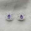 Arete Dormilona 02.398.0008 Plata Rodinada, Diseño de Flor, con Zirconia Cubica Blanca, Pulido, Tono Plateado