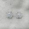 Arete Dormilona 02.398.0009 Plata Rodinada, Diseño de Flor, con Zirconia Cubica Blanca, Pulido, Tono Plateado