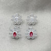 Arete Dormilona 02.398.0014 Plata Rodinada, Diseño de Flor, con Zirconia Cubica Blanca, Pulido, Tono Plateado