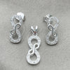 Juego de Arete y Dije de Adulto 10.398.0006 Plata Rodinada, Pulido, Tono Plateado