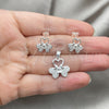 Juego de Arete y Dije de Adulto 10.398.0010 Plata Rodinada, Diseño de Flor, Pulido, Tono Plateado