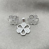 Juego de Arete y Dije de Adulto 10.398.0012 Plata Rodinada, Diseño de Flor, Pulido, Tono Plateado