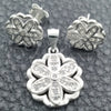 Juego de Arete y Dije de Adulto 10.398.0014 Plata Rodinada, Diseño de Flor, Pulido, Tono Plateado