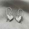Arete Colgante 02.391.0002 Plata Rodinada, Diseño de Corazón, con Opal Blanca, Pulido, Tono Plateado