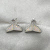 Arete Dormilona 02.391.0011.1 Plata Rodinada, Diseño de Pescado, con Opal Blanca, Pulido, Tono Plateado