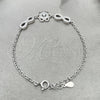 Pulsera Elegante 03.398.0006.07 Plata Rodinada, Diseño de Flor, con Zirconia Cubica Blanca, Pulido, Tono Plateado (Grosor 02 MM, 7 Pulgadas de Largo)