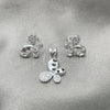 Juego de Arete y Dije de Adulto 10.398.0019 Plata Rodinada, Diseño de Mariposa, Pulido, Tono Plateado