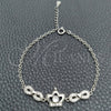 Pulsera Elegante 03.398.0009.07 Plata Rodinada, Diseño de Infinito, con Zirconia Cubica Blanca, Pulido, Tono Plateado (Grosor 02 MM, 7 Pulgadas de Largo)
