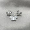 Juego de Arete y Dije de Adulto 10.398.0023 Plata Rodinada, Diseño de Mariposa, Pulido, Tono Plateado