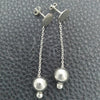 Arete Largo 02.399.0001 Plata Rodinada, Diseño de Bola, Pulido, Tono Plateado