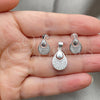 Juego de Arete y Dije de Adulto 10.398.0025 Plata Rodinada, Diseño de Gota, Pulido, Tono Plateado