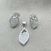 Juego de Arete y Dije de Adulto 10.398.0026 Plata Rodinada, Diseño de Gota, Pulido, Tono Plateado