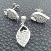 Juego de Arete y Dije de Adulto 10.398.0026 Plata Rodinada, Diseño de Gota, Pulido, Tono Plateado