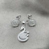 Juego de Arete y Dije de Adulto 10.398.0027 Plata Rodinada, Diseño de Cisne, Pulido, Tono Plateado