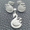 Juego de Arete y Dije de Adulto 10.398.0027 Plata Rodinada, Diseño de Cisne, Pulido, Tono Plateado