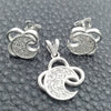 Juego de Arete y Dije de Adulto 10.398.0030 Plata Rodinada, Diseño de Luna, con Zirconia Cubica Blanca, Pulido, Tono Plateado