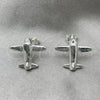 Arete Dormilona 02.399.0014 Plata Rodinada, Diseño de Avión, Pulido, Tono Plateado