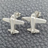 Arete Dormilona 02.399.0014 Plata Rodinada, Diseño de Avión, Pulido, Tono Plateado