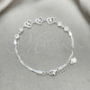 Pulsera Elegante 03.400.0002.07 Plata Rodinada, Diseño de Corazón, con Zirconia Cubica Blanca, Pulido, Tono Plateado (Grosor 02 MM, 7 Pulgadas de Largo)