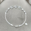 Pulsera Elegante 03.400.0006.07 Plata Rodinada, Diseño de Corazón, con Zirconia Cubica Blanca, Pulido, Tono Plateado (Grosor 02 MM, 7 Pulgadas de Largo)