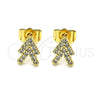 Arete Dormilona 02.210.0667 Oro Laminado, con Blanca Micro Pave, Pulido, Tono Dorado