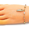 Pulsera de Dije 03.351.0156.08 Oro Laminado, Diseño de San Judas, Diamantado, Tres Tonos (04 MM Thickness, 8 Inches Length)