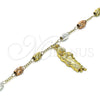 Pulsera de Dije 03.351.0156.08 Oro Laminado, Diseño de San Judas, Diamantado, Tres Tonos (04 MM Thickness, 8 Inches Length)