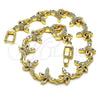 Pulsera Elegante 03.210.0156.08 Oro Laminado, Diseño de Libélula, con Blanca Micro Pave, Pulido, Tono Dorado (10 MM Thickness, 8 Inches Length)