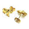 Arete Dormilona 02.213.0370 Oro Laminado, Diseño de Elefante, con Negro Micro Pave, Pulido, Tono Dorado