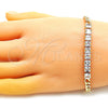 Pulsera Elegante 03.283.0134.07 Oro Laminado, con Blanca Zirconia Cubica, Pulido, Tono Dorado (05 MM Thickness, 7 Inches Length)
