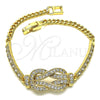 Pulsera Elegante 03.283.0155.07 Oro Laminado, con Blanca Micro Pave, Pulido, Tono Dorado (04 MM Thickness, 7 Inches Length)