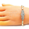 Pulsera Elegante 03.283.0156.07 Oro Laminado, con Blanca Micro Pave, Pulido, Tono Dorado (06 MM Thickness, 7 Inches Length)