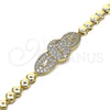Pulsera Elegante 03.283.0156.07 Oro Laminado, con Blanca Micro Pave, Pulido, Tono Dorado (06 MM Thickness, 7 Inches Length)