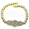 Pulsera Elegante 03.283.0156.07 Oro Laminado, con Blanca Micro Pave, Pulido, Tono Dorado (06 MM Thickness, 7 Inches Length)