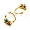 Earcuff 02.213.0381 Oro Laminado, Diseño de Fresa, con Granate and Verde Zirconia Cubica, Pulido, Tono Dorado