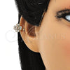 Earcuff 02.213.0393 Oro Laminado, Diseño de Trébol de Cuatro Hojas, con Blanca Zirconia Cubica, Pulido, Tono Dorado