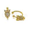 Earcuff 02.213.0394 Oro Laminado, Diseño de Búho, con Blanca Micro Pave, Pulido, Tono Dorado