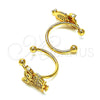 Earcuff 02.213.0394 Oro Laminado, Diseño de Búho, con Blanca Micro Pave, Pulido, Tono Dorado