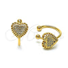 Earcuff 02.213.0395 Oro Laminado, Diseño de Corazón, con Blanca Micro Pave, Pulido, Tono Dorado