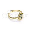 Anillo Elegante 01.213.0020 Oro Laminado, Diseño de Ojo Griego y Sol, Esmaltado Azul claro, Tono Dorado (One size fits all)